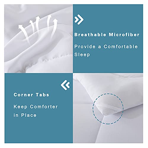 DOWNCOOL Full Size Comforter Sets -All Season Bedding Comforters Sets with 2 Pillow Cases -3 Pieces Bed Set Down Alternative Comforter Set -White Bedding Sets Full(82"x86") DOWNCOOL