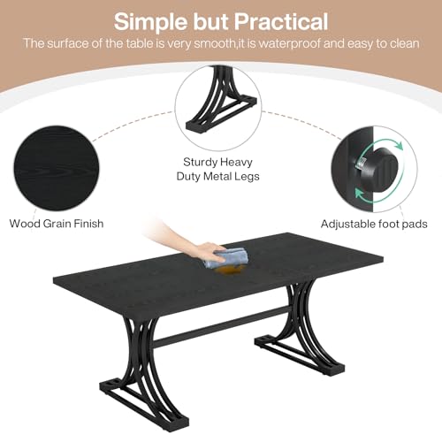 Tribesigns 10.5FT Conference Table, Modern Meeting Table for 8-10 People, Rectangle Seminar Boardroom Table for Office Conference Room with Stylish Legs (2, Black) Tribesigns