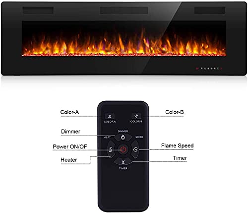 Antarctic Star 68 Inch Electric Fireplace in-Wall Recessed and Wall Mounted, Fireplace Heater and Linear Fireplace with Multicolor Flame, Timer, 750/1500W Control by Touch Panel & Remote… Antarctic Star