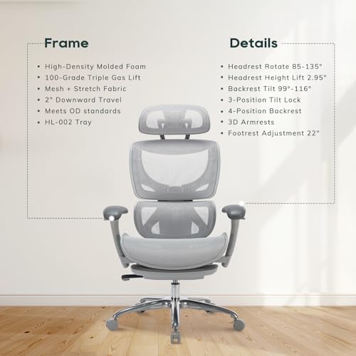 COLAMY AERIX Futuristic Mesh Ergonomic Office Chair, Gray COLAMY