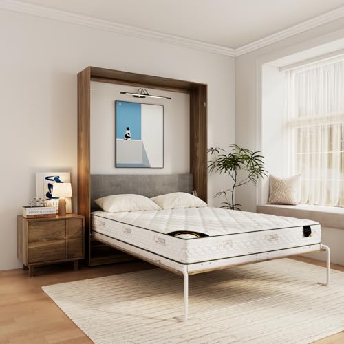 Bobve Farmhouse Murphy Bed Queen, 85" Wall Bed Folds to Save Space, Concealed Bed Frame with Hydraulic Rod and Wall Mounted Features for Apartment/Office/Guest Room Bobve