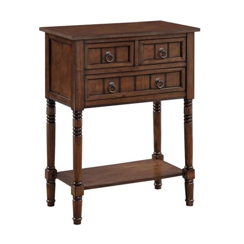Convenience Concepts Kendra Entryway Hall Table 23.75" - 3 Storage Drawers, Traditional Console with Shelf for Decor, Office & Hallway Organizer, No Tools Assembly, Solid Wood Legs, Dark Oak Convenience Concepts
