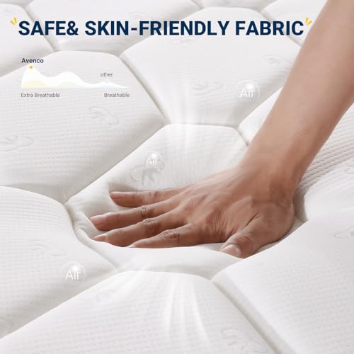 Avenco 6 Inch Twin Mattress, Foam and Spring Hybrid Mattress in a Box, Medium Soft, Breathable Fabric & Adaptive Support, CertiPUR-US Certified, Twin Size Mattress in Guest and Kids Bedroom Avenco
