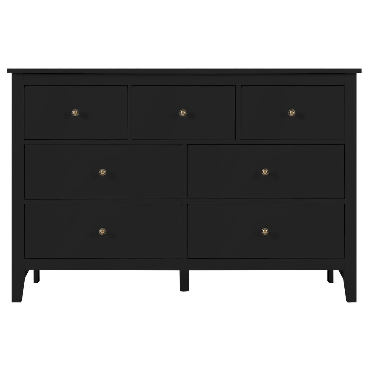 Vikiullf Black Dresser - Modern Dresser for Bedroom, Wooden 7 Drawer Dresser, Storage Cabinet for Bedroom,Living Room, Hallway, Entryway Vikiullf