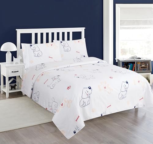 Comfy Deal Hight Thread Count Super Soft Microfiber Kid Breathable Bed Sheet Set with Pillowcase, Flat and Fitted Sheet (Twin, My Dog) Comfy Deal