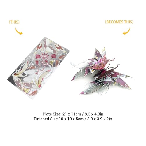 3D Metal Puzzle for Teens and Adults, DIY Butterfly Model Metal Craft Building Kit, Stainless Steel Assembly Toy, Flying Animal Puzzles Toys, Birthday New Year Gifts