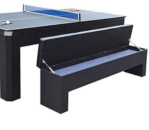 Hathaway Park Avenue 7 Ft Multi Game Pool Table Combo with Dining Top and Ping Pong – Includes Set of Benches for Home Storage and Accessories – Red & Black Finish Hathaway