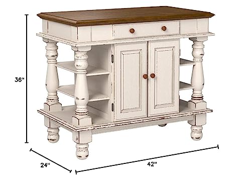 Homestyles Americana Antique Oak Island with Storage, 42"W homestyles