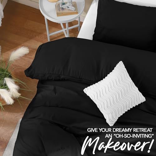 Utopia Bedding Duvet Cover Set with Pillowcases- 2 Pieces Bedding Duvet Cover with Zipper Closure - 1 Duvet Cover with 1 Pillow Sham - Soft Brushed Microfiber (Twin/Twin XL, Black) Utopia Bedding