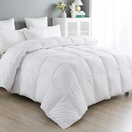 Cozynight Down Alternative Comforter-All Season Queen Comforters Duvet Insert with Corner Tabs-Lightweight Breathable Reversible White Comforter 90x90 inches Cozynight