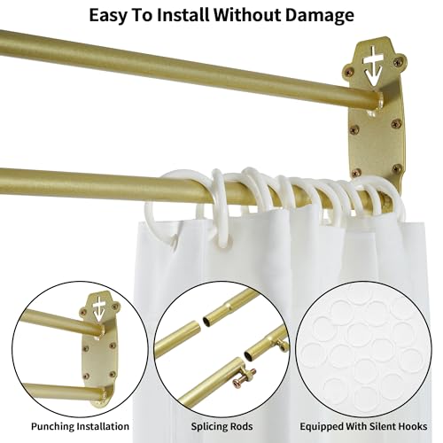 Iukar Privacy Partition Curtains,U-Shaped Rod Room Divider Curtains,Metal Support Wall Mounted Privacy Curtains with Flat Hooks for Fitting Room Beauty Salon Bedroom,7.54ft(White) lukar