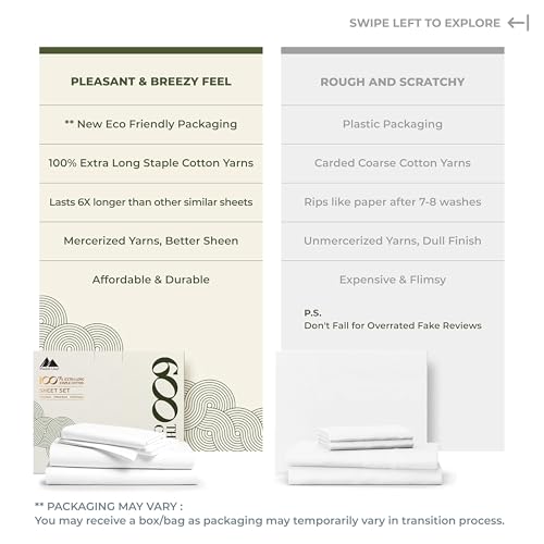 Mayfair Linen 100% Egyptian Cotton Twin Size Sheet Set - 3 PC 600 Thread Count Cotton Sheets Set for Twin Bed (White), Soft, Cooling, Luxury Hotel 16" Deep Pocket Sateen Bedsheet Set for Dorm Room Mayfair Linen