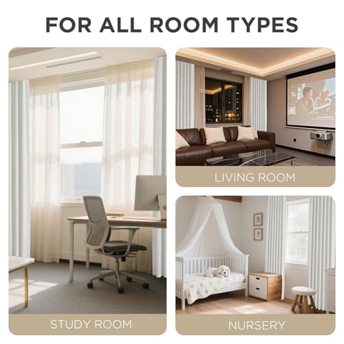 Joydeco Blackout Curtains for Bedroom - 84 Inch Long 100% Light Blocking 2 Panels Set White Drapes, Thermal Insulated Room Darkening Curtains, Linen Textured for Living Room, Rod Pocket & Back Tabs Joydeco