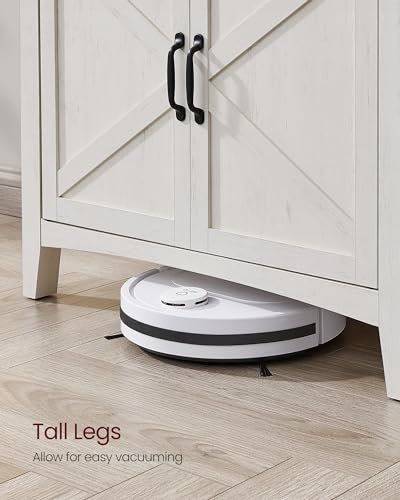 VASAGLE Buffet Cabinet, Sideboard Cabinet with Storage and Drawer, with Doors, Height Adjustable Shelf, Farmhouse Style, for Living Room, Kitchen, Rustic White and Honey Brown UBBK341W01 VASAGLE