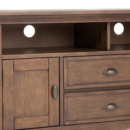 SIMPLIHOME Redmond SOLID WOOD 72 inch Wide Transitional TV Media Stand in Rustic Natural Aged Brown For TVs up to 80 inches for the Living Room and Entertainment Center SIMPLIHOME
