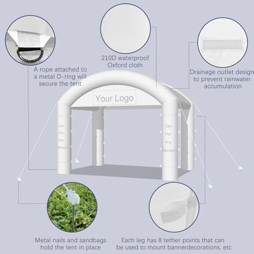 Heipigo 13'x10' Canopy Tent for Parties, Easy Outdoor Sun Shade, Large Inflatable Pop Up Tent, Foldable,for Events Carnival Catering Backyard Wedding Carpas para Patio-White (Without Blower Heipigo