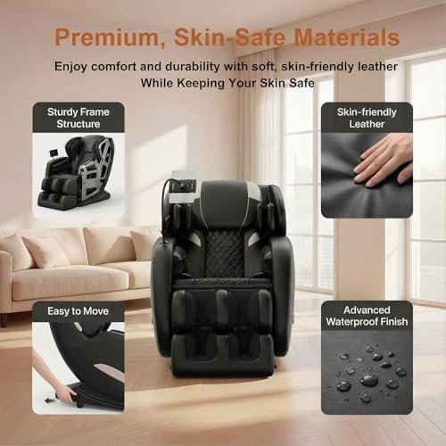 Massage Chair Full Body 2026 Upgraded Zero Gravity Recliner with Heat,8 Fix Points,Bluetooth, Airbag,Touch Screen,Footrest,L-Track Shiatsu Massage Chair Full Body for Parents Seniors