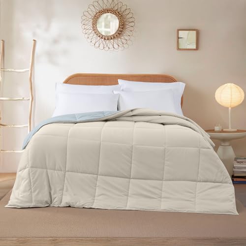 Modern Threads Down Alternative Reversible Comforter Beige/Light Blue Twin Modern Threads