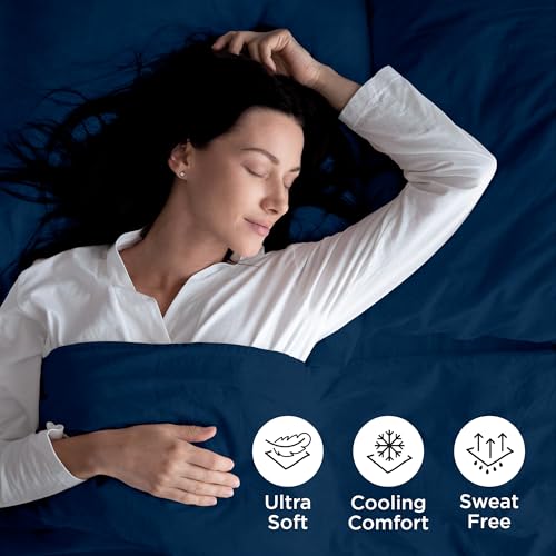 ROYALE LINENS 3 Piece Twin Sheets Set - Soft Brushed 1800 Microfiber Bedding - 1 Fitted and 1 Flat Sheet, 1 Pillow case - Wrinkle Free & Fade Resistant - Hotel Luxury Bed Sheets Set (Navy, Twin) ROYALE LINENS