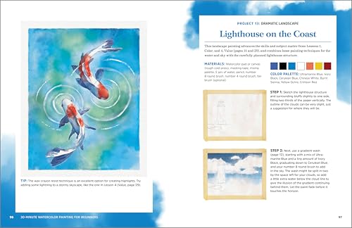 30-Minute Watercolor Painting for Beginners: Easy Step-by-Step Lessons and Techniques WoodArtSupply