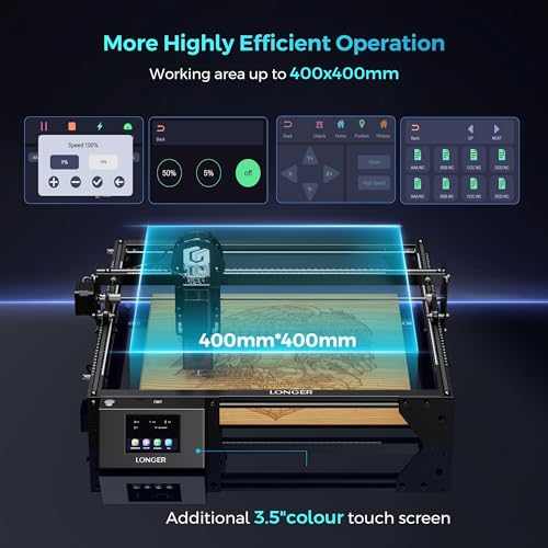 LONGER Ray5 10000mW Class 4 Laser Engraver, DIY Laser Cutter Engraving Machine with 3.5" Touch Screen, 15.75"x15.75" Engraving Area, 0.08mm Laser Spot, for Wood, Metal, Acrylic, Glass Longer