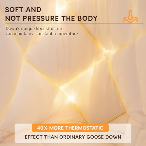 Shilucheng Goose Down Comforter Queen Size, 850+ Fill Power All Season Duvet Insert with 600TC Ultra-Soft Cotton Cover, 3D Baffle Box Design for Maximum Fluffiness (White,90x90 Inches) Shilucheng