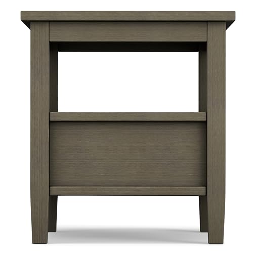 SIMPLIHOME Warm Shaker SOLID WOOD 20 inch wide Rectangle Rustic End Side Table in Farmhouse Grey with Storage, 1 Drawer and 1 Shelf, for the Living Room and Bedroom SIMPLIHOME