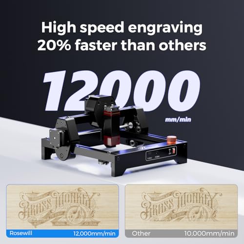 Rosewill Mini Laser Engraver, 3.5W Diode Laser Engraving & Cutting Machine, 12000mm/min High Speed, 0.04mm Compressed Spot,130x140mm Engraving Area Compatible with LightBurn & LaserGRBL Rosewill