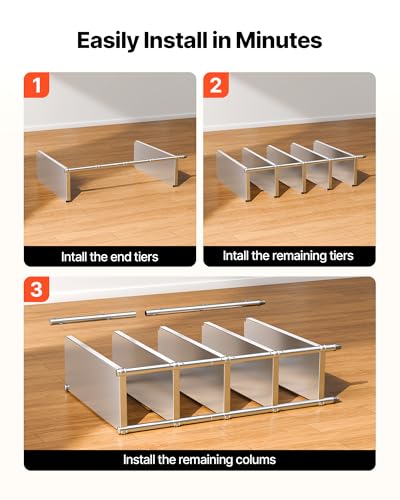 VEVOR Stainless Steel Shelving 48x18.5 Inch 5 Tier Adjustable Shelf Storage Unit Stainless Steel Heavy Duty Shelving for Kitchen Commercial Office Garage Storage 330lb Per Shelf VEVOR