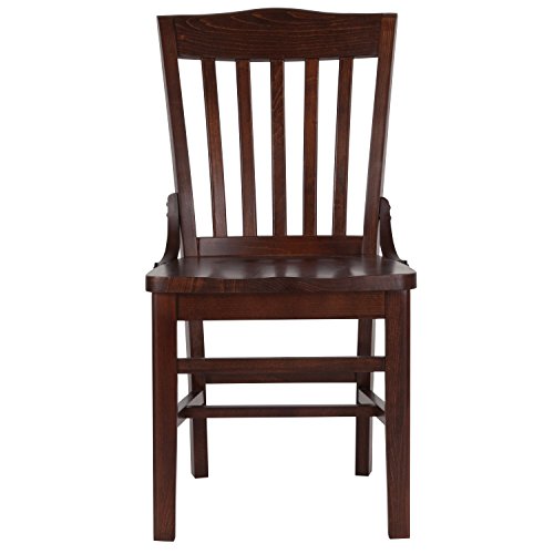 Flash Furniture Hercules Series School House Back Mahogany Wood Dining Chair, Traditional Elegant Wood Restaurant Chair with 800 lb. Weight Capacity, Walnut Flash Furniture
