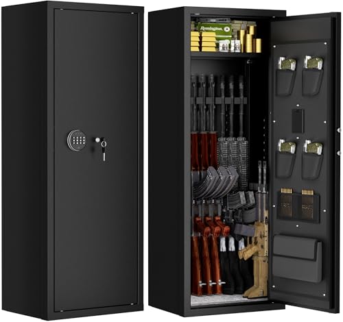 INTERGREAT 12-15 Gun Safe, Long Gun Safe for Rifle and Pistols, Large Gun Cabinet Safe with Removable Gun Racks, Digital Gun Cabinet with Multifunction Lock, 4 Pistol Pockets INTERGREAT