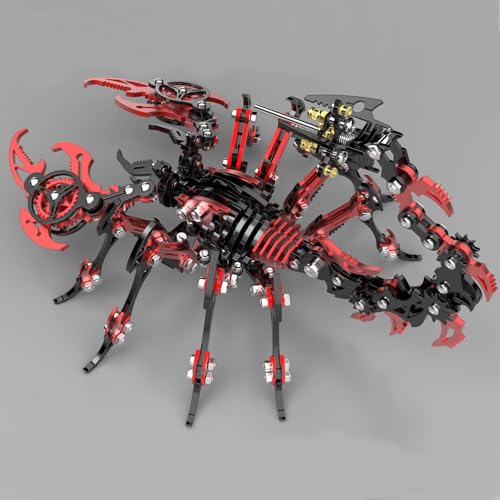 Metalkitor Scorpion 3D Metal Puzzles Kits for Adults Teens – 454 Pcs – Mechanical Assembly Models – 4 Hours to Build – Ideal for Gifts and Decorations (Red and Black)