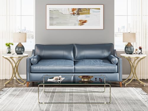 Tribesigns Set of 2 Contemporary Round Side Table, White and Gold Marble End Table (2PCS) Tribesigns