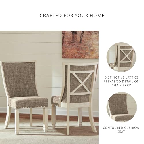 Signature Design by Ashley Bolanburg Modern Farmhouse Upholstered Dining Chair, 2 Count, Brown Signature Design by Ashley