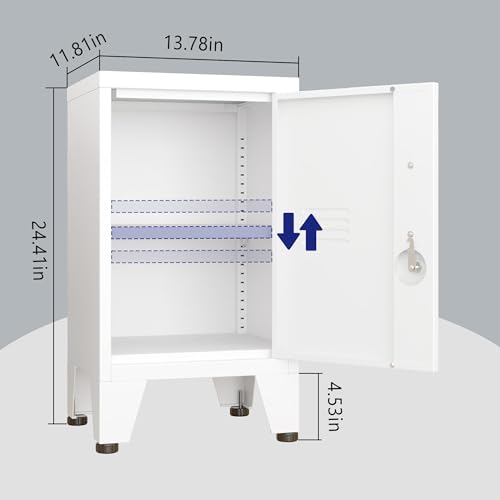 PAOFIN 24.4" H Metal Locker Storage Cabinet with 1 Doors, Pantry with Shelves, Storage Cabinet with Adjustable Leveling Foot for Kitchen, Employees, Office, Kids Locker PAOFIN
