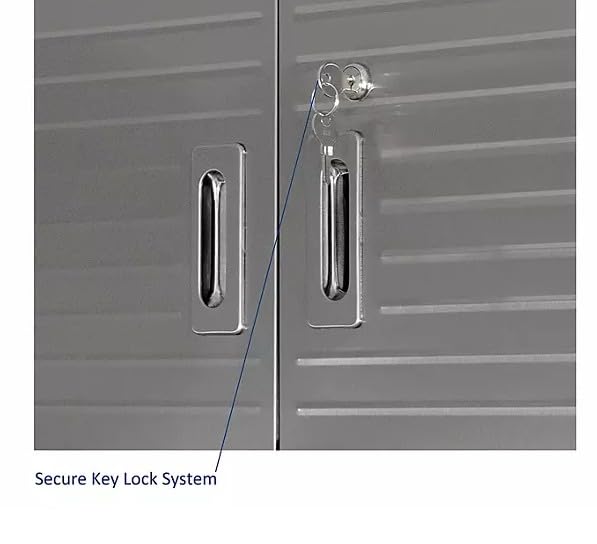 Heavey Duty Durable Lockable Stainless Steel 2 Piece Storage Cabinet Set, 4 Doors, Organizer for Garage, Office, Classroom, (Graphite, 60" W x 24" D x 90.5" H) Generic