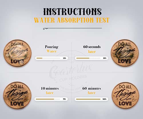 Coasterlux Cork Coasters for Drinks Absorbent with Holder - Cute & Funny Set of 8 Large Round Outdoor Cup Wooden Table Protection, Coffee Trivet, Cups and Mugs Cool Drink Coaster Gift Coasterlux