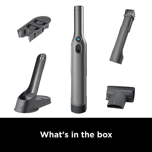 Shark WV201 WANDVAC Handheld Vacuum, Lightweight at 1.4 Pounds with Powerful Suction, Charging Dock, Single Touch Empty and Detachable Dust Cup,Graphite, Slate Shark