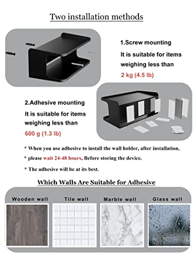 NOTMBESTM Bedside Wall Shelf Organizer Small Bedside Shelf Wall Mount for Bed Universal Stick on Wall Shelf Double Tray Holder for Storing Cellphone, Glasses, Keys, Camera, Alarm Clock (Black) NOTMBESTM