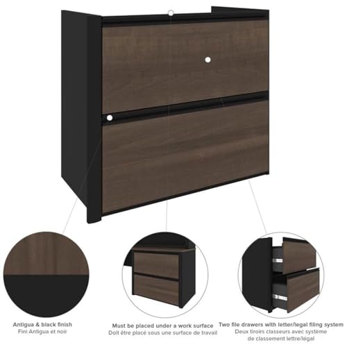 Atlin Designs Contemporary 5 Piece Wood U Shaped Computer Desk in Antigua/Black Atlin Designs