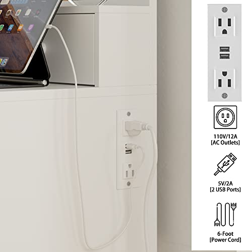 IRONCK Vanity Desk with LED Lighted Mirror & Power Outlet, 7 Drawers Makeup Vanities Table with Stool, for Bedroom, White IRONCK