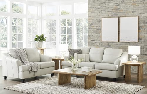 Signature Design by Ashley Genoa Modern Leather Match Loveseat, White Signature Design by Ashley