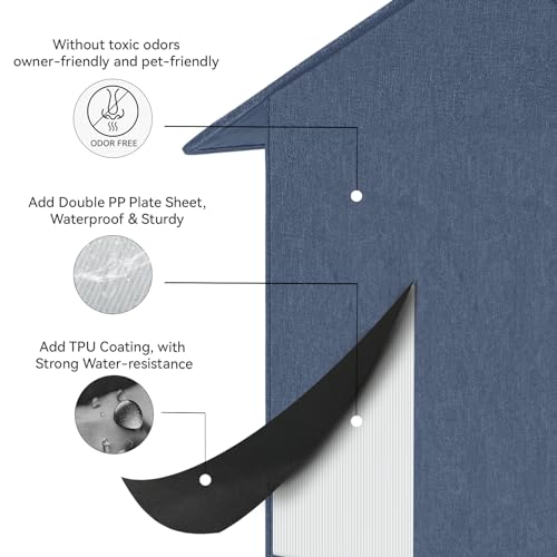 Outdoor Cat House, Outdoor Cat Shelter Feral Cat, Outside Waterproof Cat House for Outdoor/Indoor Cats, Insulated Cat House for Winter with Cozy Cushion, Easy to Assemble, Navy Blue Siedihit