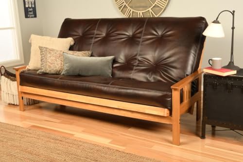 Queen Size Futon Mattress Bonded Leather Innerspring Replacement Bed (Cappuccino) FutonX
