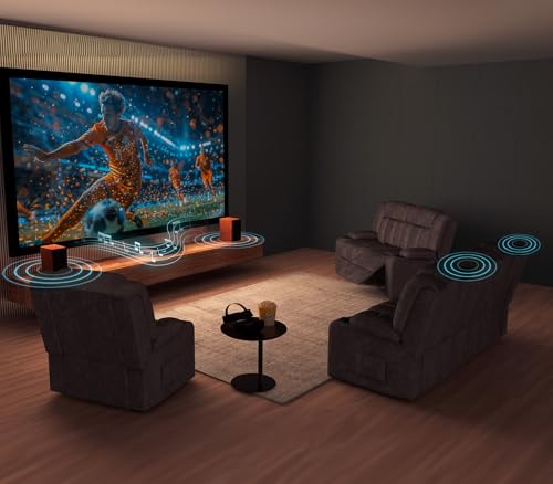 COMHOMA Loveseat Recliner Sofa,Fabric Home Theater Seating Seats,RV Manual Reclining Chair with Bluetooth Speakers,Living Room Furniture Set COMHOMA