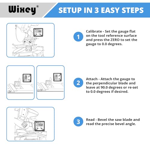 Wixey WR300 Digital Angle Finder Gauge with Magnetic Angle Finder Base and Backlit Digital Display Angle Ruler - 180 Degree Digital Electronic Level Accessory for Woodworking Tools Wixey