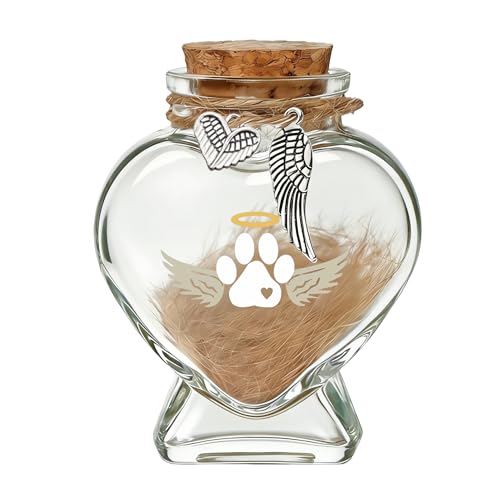 Chowsie Loss of Dog Cat Pet Sympathy Gift, Memorial Bottle for Pet Hair, Pet Fur Keepsake, Heart-Shaped Glass Memorial Bottle, Dog Hair Keepsake, Dog Memory Memorial Keepsake