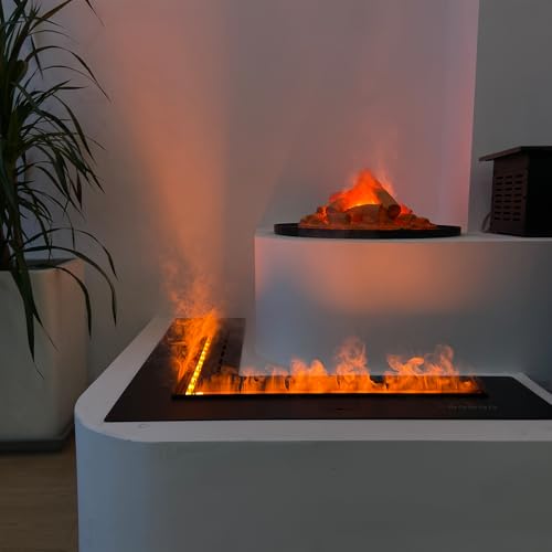 31.6" Water Vapor Fireplace Smart App Electric Fireplace 8 Colors Flame 3D Atomizing Fire Place Dimmer Electric Steam Fireplace Automatic Water Fullfill and Drainage Made with 316 Stainless Steel SUNLITUP