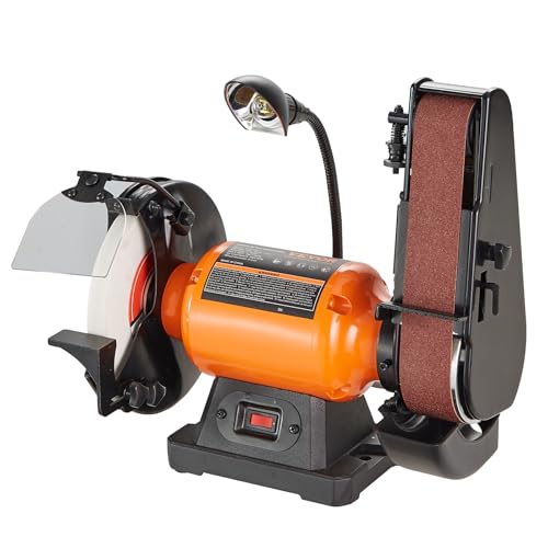 VEVOR 8 Inch Bench Grinder, Bench Grinder Sander with 2 x28 Inch Belt Sander Combo and 2.5A Induction Motor for Metalworking Sharpening Grinding VEVOR