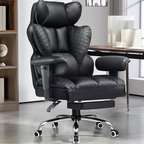 GTRACING Big and Tall Gaming Chair 400lbs Heavy Duty Office Chair with Footrest, High Back Pocket Spring Lumbar Support, Ergonomic Wide Comfy Seated Cushion for Lower Back Pain Relief, Earth-Black GTRACING